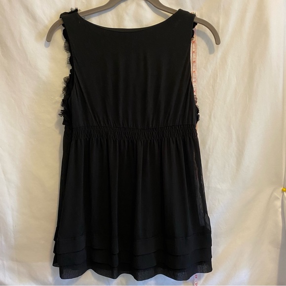 Eci Black Tank top, Crepe Floral detail Size 4; cotton blend & lined - Picture 4 of 7
